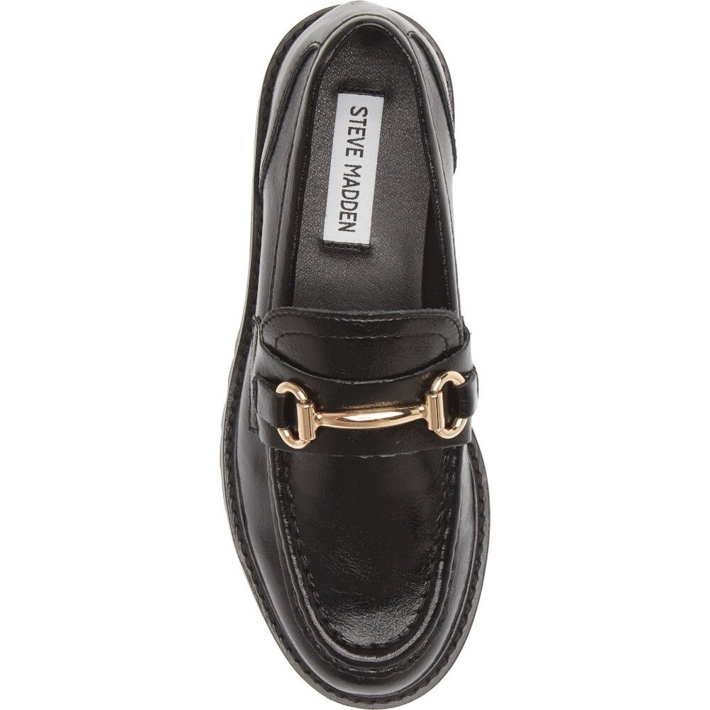 ๐ STEVE MADDEN Mistor Loafer Shoe Gold Chain Black 9 - Picture 4 of 13